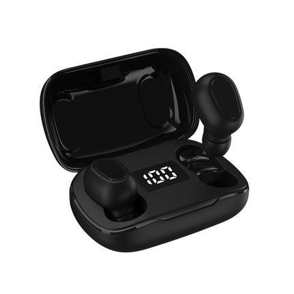 L21 Pro IPX7 Waterproof Wireless Bluetooth Earphone with Charging Box & Digital Display, Support Siri & Call(Black)-garmade.com