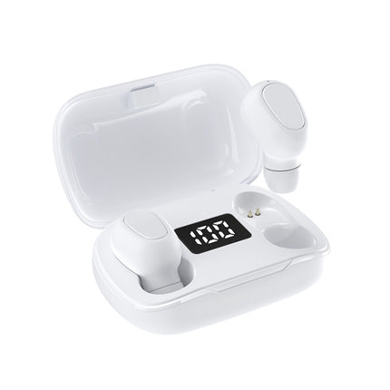 L21 Pro IPX7 Waterproof Wireless Bluetooth Earphone with Charging Box & Digital Display, Support Siri & Call(White)-garmade.com