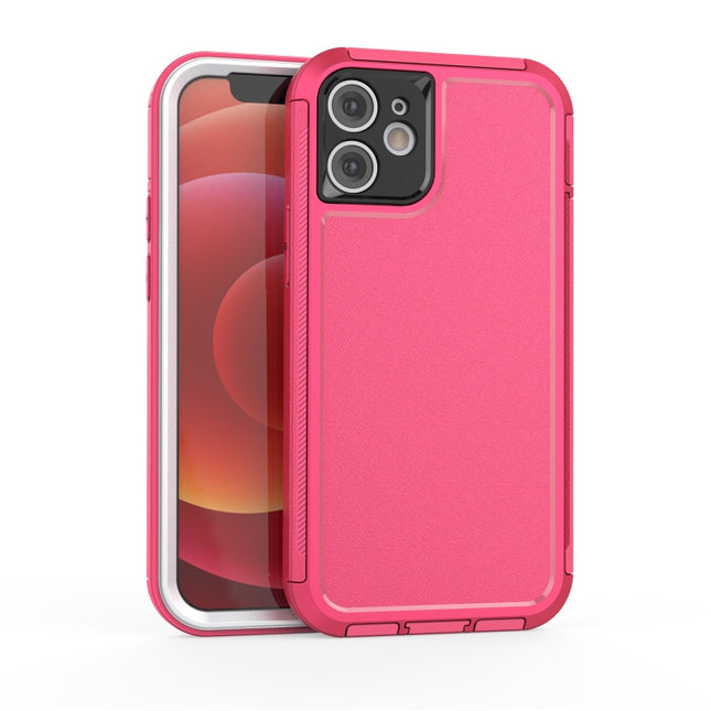 360 All-inclusive Shockproof Precise Hole PC + TPU Protective Case For iPhone 12 mini(Rose Red)-garmade.com