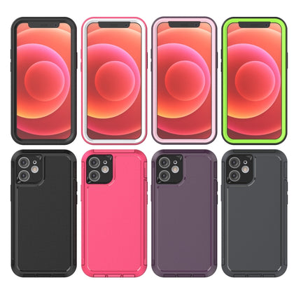 360 All-inclusive Shockproof Precise Hole PC + TPU Protective Case For iPhone 12(Rose Red)-garmade.com