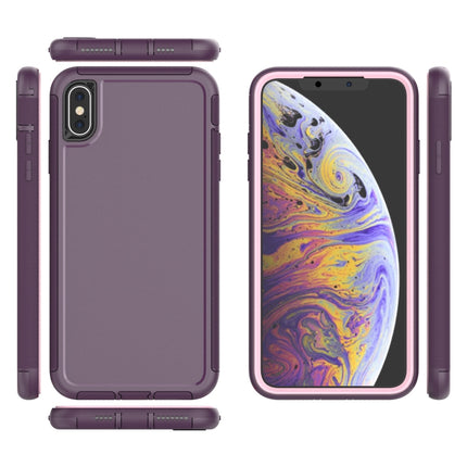 360 All-inclusive Shockproof Precise Hole PC + TPU Protective Case For iPhone XS / X(Purple)-garmade.com