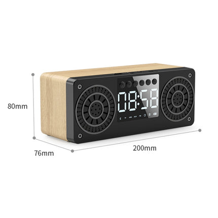 A10 Subwoofer Wooden Clock Bluetooth 5.0 Speaker, Support TF Card & U Disk Play & FM Radio(Black)-garmade.com