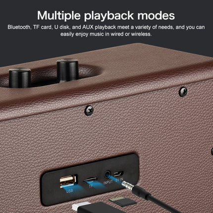 D30 Portable Subwoofer Wooden Bluetooth 4.2 Speaker, Support TF Card & 3.5mm AUX & U Disk Play(Black)-garmade.com