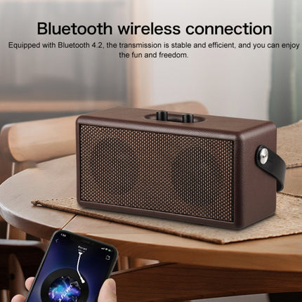 D30 Portable Subwoofer Wooden Bluetooth 4.2 Speaker, Support TF Card & 3.5mm AUX & U Disk Play(Brown)-garmade.com