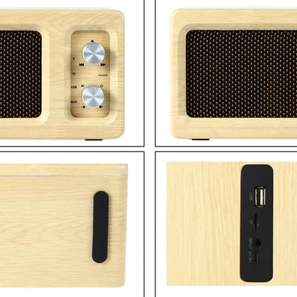 D60 Subwoofer Wooden Bluetooth 4.2 Speaker, Support TF Card & 3.5mm AUX & U Disk Play(Yellow)-garmade.com