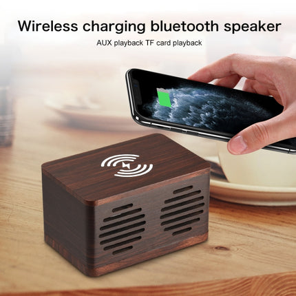 D70 QI Standard Subwoofer Wooden Bluetooth 4.2 Speaker, Support TF Card & 3.5mm AUX Brown-garmade.com