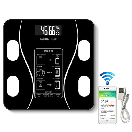 Household Smart Body Fat Electronic Weighing Scale, USB Charging Version(Black)-garmade.com