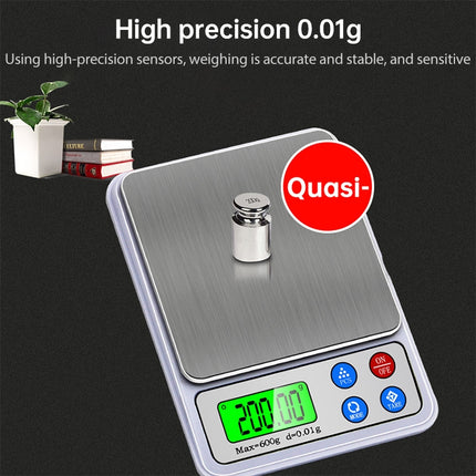 MH-555 600g x 0.01g High Accuracy Digital Electronic Portable Kitchen Scale Balance Device with 2.2 inch LCD Screen-garmade.com