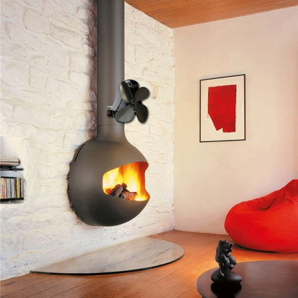 YL-105 4-Blade Aluminum Heat Powered Fireplace Stove Fan(Bronze)-garmade.com