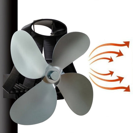YL-105 4-Blade Aluminum Heat Powered Fireplace Stove Fan(Grey)-garmade.com