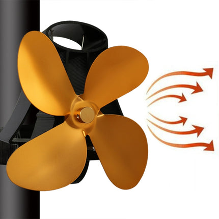 YL-105 4-Blade Aluminum Heat Powered Fireplace Stove Fan(Gold)-garmade.com
