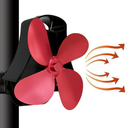 YL-105 4-Blade Aluminum Heat Powered Fireplace Stove Fan(Rose Red)-garmade.com