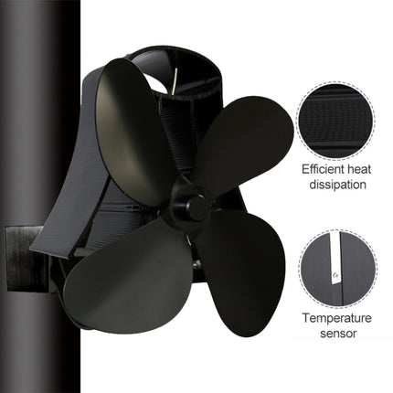 YL-105 4-Blade Aluminum Heat Powered Fireplace Stove Fan(Silver)-garmade.com