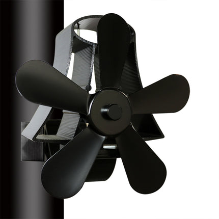 YL-106 5-Blade High Temperature Aluminum Heat Powered Fireplace Stove Fan(Black)-garmade.com