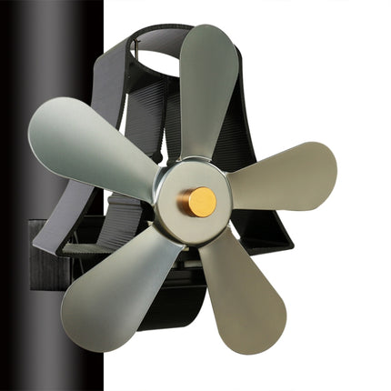 YL-106 5-Blade High Temperature Aluminum Heat Powered Fireplace Stove Fan(Grey)-garmade.com