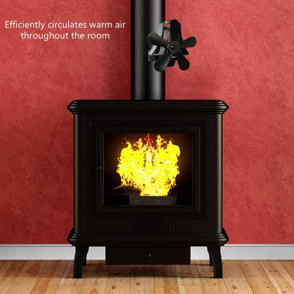 YL-106 5-Blade High Temperature Aluminum Heat Powered Fireplace Stove Fan(Rose Red)-garmade.com