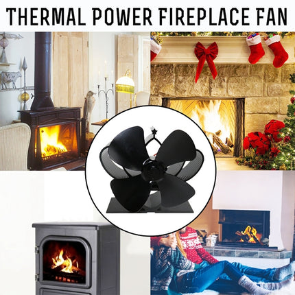 YL201 4-Blade High Temperature Metal Heat Powered Fireplace Stove Fan (Rose Red)-garmade.com