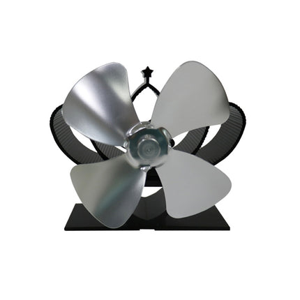 YL201 4-Blade High Temperature Metal Heat Powered Fireplace Stove Fan (Silver)-garmade.com