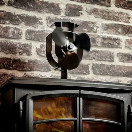 YL401 3-Blade High Temperature Metal Heat Powered Fireplace Stove Fan (Bronze)-garmade.com