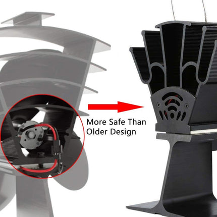 YL602 5-Blade High Temperature Metal Heat Powered Fireplace Stove Fan (Black)-garmade.com