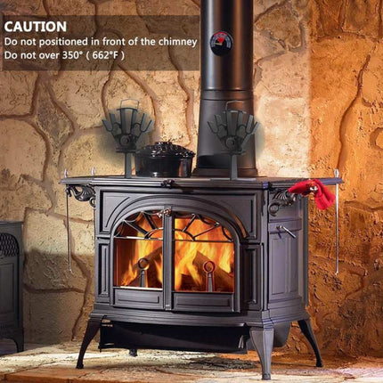 YL602 5-Blade High Temperature Metal Heat Powered Fireplace Stove Fan (Black)-garmade.com