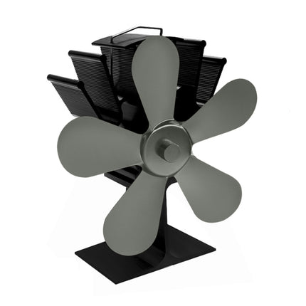 YL602 5-Blade High Temperature Metal Heat Powered Fireplace Stove Fan (Grey)-garmade.com