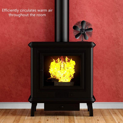 YL602 5-Blade High Temperature Metal Heat Powered Fireplace Stove Fan (Rose Red)-garmade.com
