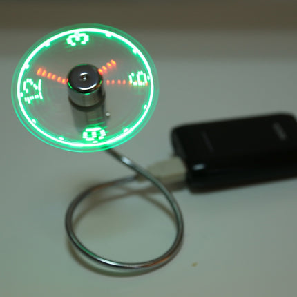 Mini Durable USB Clock Time Display Flexible LED Light Fan, DC 5V-garmade.com