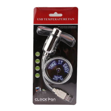 Mini Durable USB Clock Time Display Flexible LED Light Fan, DC 5V-garmade.com