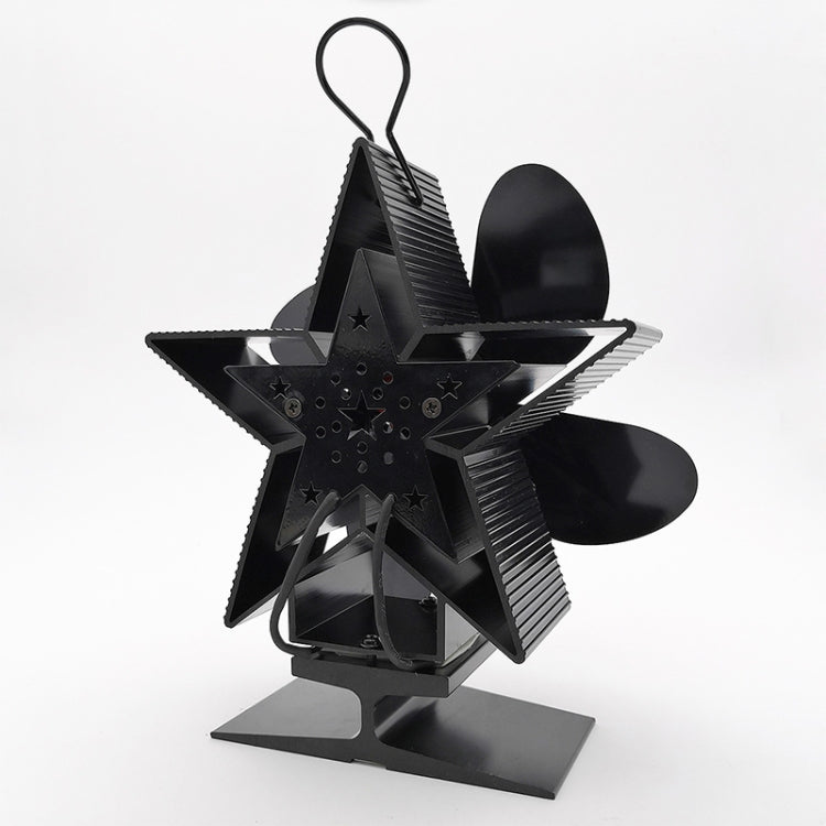 4-Blade Aluminum Heat Powered Fireplace Stove Fan (Black)-garmade.com