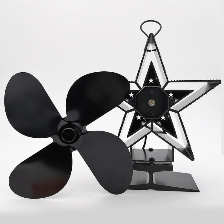 4-Blade Aluminum Heat Powered Fireplace Stove Fan (Black)-garmade.com