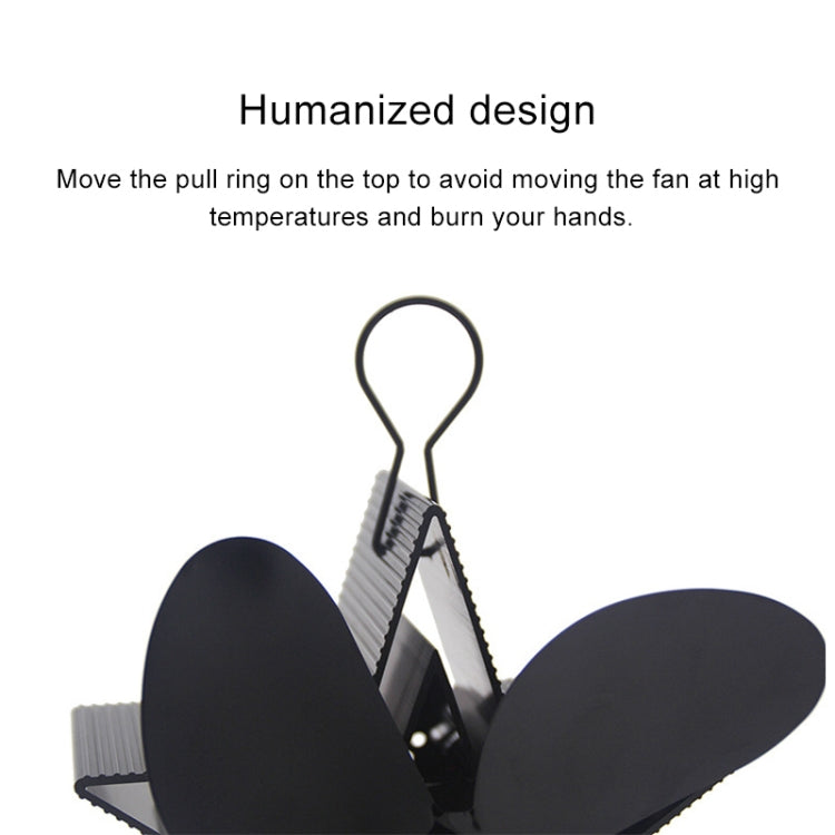 4-Blade Aluminum Heat Powered Fireplace Stove Fan (Black)-garmade.com