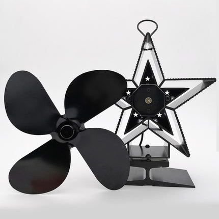 4-Blade Aluminum Heat Powered Fireplace Stove Fan (Gold)-garmade.com