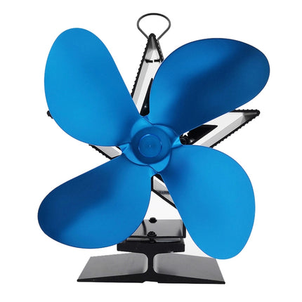4-Blade Aluminum Heat Powered Fireplace Stove Fan (Blue)-garmade.com