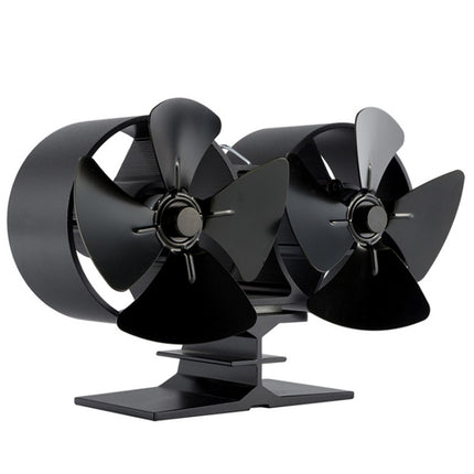 Double Head 8-Blade Aluminum Heat Powered Fireplace Stove Fan-garmade.com