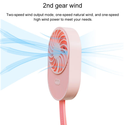 LLD-17 0.7-1.2W Ice Cream Shape Portable 2 Speed Control USB Charging Handheld Fan with Lanyard (Pink)-garmade.com