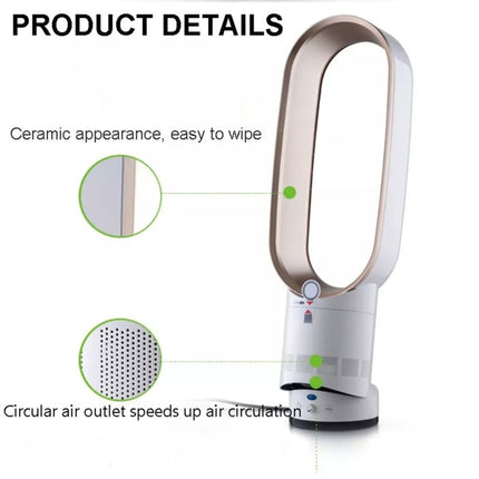 16 inch Household Mute Shaking Head Remote Control Desk Electric Leafless Fan (Gold)-garmade.com