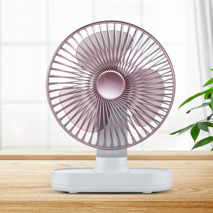 D77 4W Micro USB & USB-C / Type-C Rechargeable Portable Four-speed Adjustable Automatic Head Shaking Desktop Fan(Pink)-garmade.com