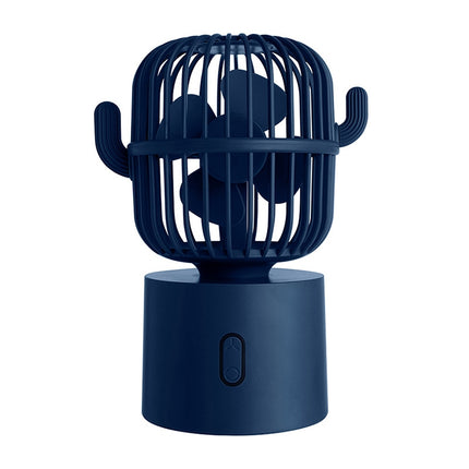 F6 Cactus Portable Mini Fan USB Shaking Head Handheld Desk Electric Fan (Dark Blue)-garmade.com