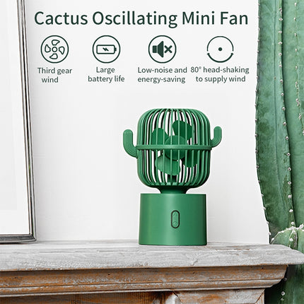 F6 Cactus Portable Mini Fan USB Shaking Head Handheld Desk Electric Fan (Green)-garmade.com