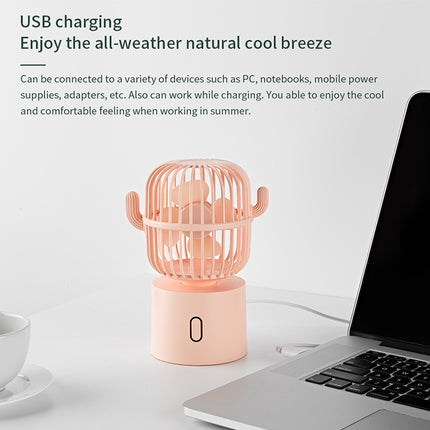 F6 Cactus Portable Mini Fan USB Shaking Head Handheld Desk Electric Fan (White)-garmade.com