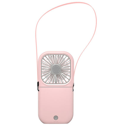 F20 Electroplating Handheld Fan Portable Desktop Folding Mute USB Hanging Neck Fan (Pink)-garmade.com