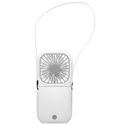 F20 Electroplating Handheld Fan Portable Desktop Folding Mute USB Hanging Neck Fan (White)-garmade.com