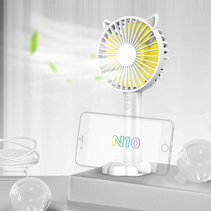 N10 Multi-function Handheld Desktop Holder Electric Fan, with 3 Speed Control (White)-garmade.com