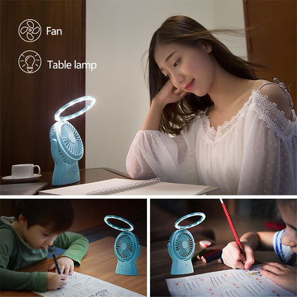 S1 Multi-function Portable USB Charging Mute Desktop Electric Fan Table Lamp, with 3 Speed Control (Mint Green)-garmade.com