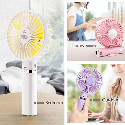 S2 Portable Foldable Handheld Electric Fan, with 3 Speed Control & Night Light (Pink)-garmade.com