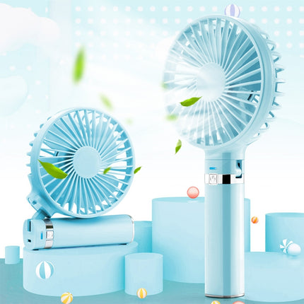 S2 Portable Foldable Handheld Electric Fan, with 3 Speed Control & Night Light (Sky Blue)-garmade.com