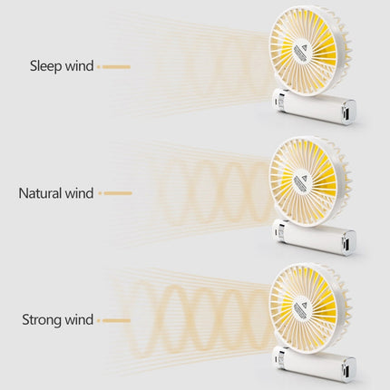 S2 Portable Foldable Handheld Electric Fan, with 3 Speed Control & Night Light (White)-garmade.com