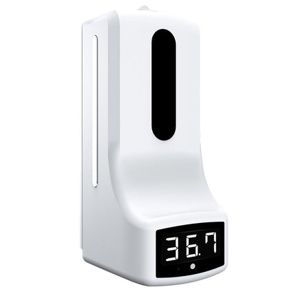 K9 Handsfree Non-contact Body Light-sensitive Distance Sensor Thermometer + 1000ml Automatic Non-contact Liquid Soap Dispenser(White)-garmade.com