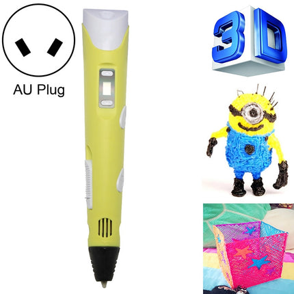 Hand-held 3D Printing Pen, AU Plug (Yellow)-garmade.com